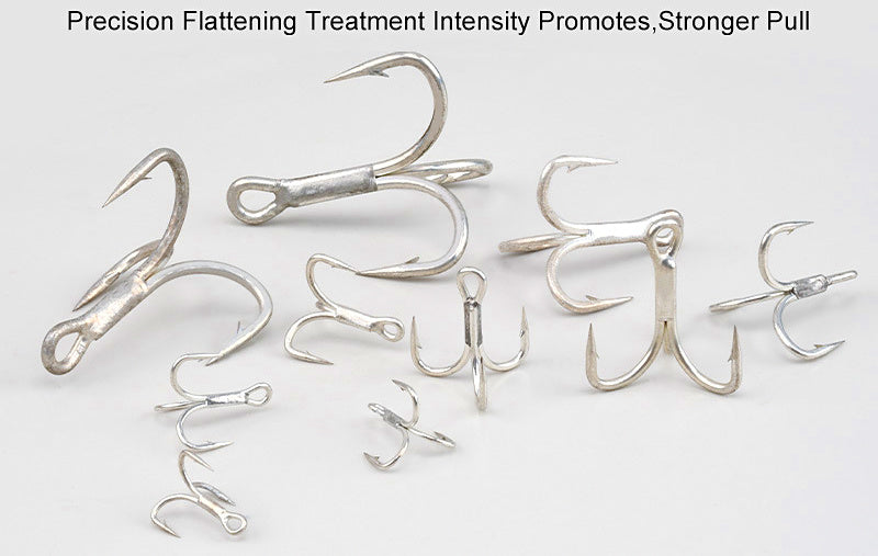High-Carbon Steel Treble Hooks, Barbed, Size 6 to 5/0 – product photo
