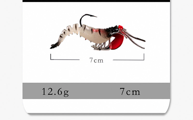 Jointed Soft Shrimp Lure, Glow and Clear Colors – product photo