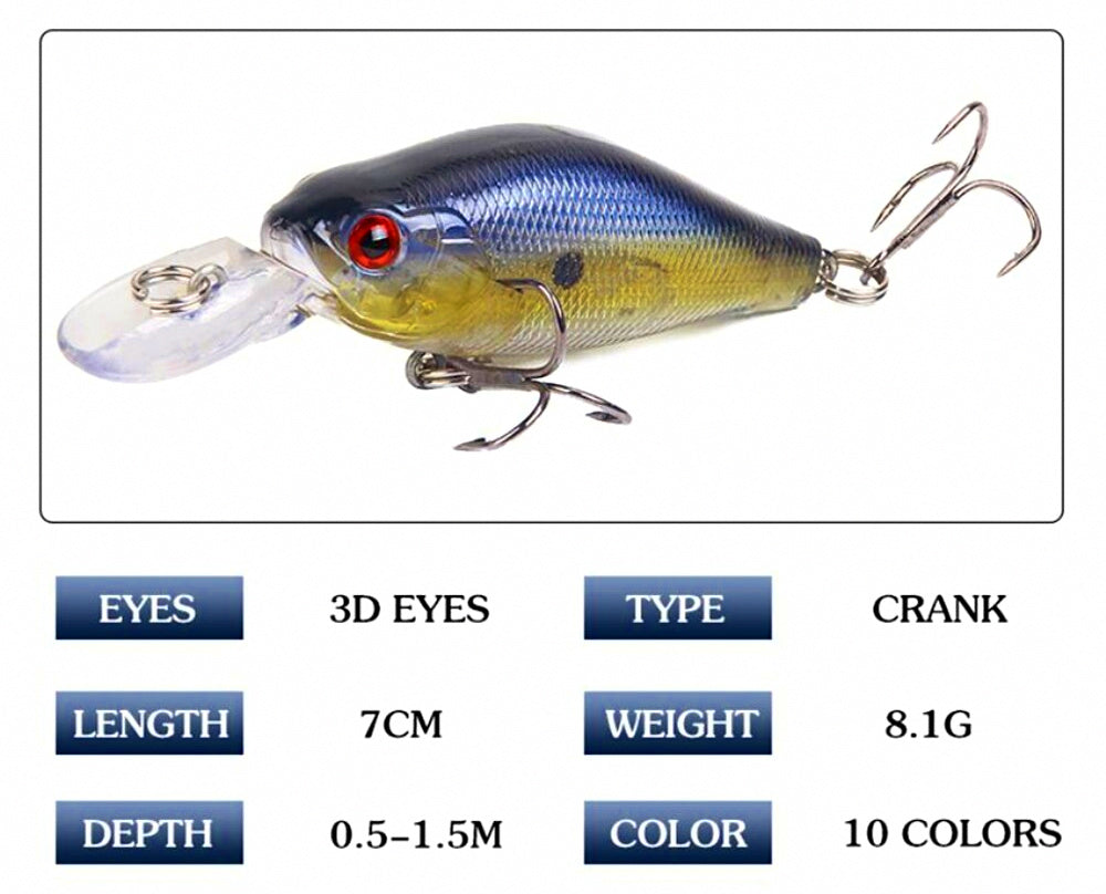Diving Minnow Lure, 7 cm (2.8 in), 8 g (0.28 oz) – product photo