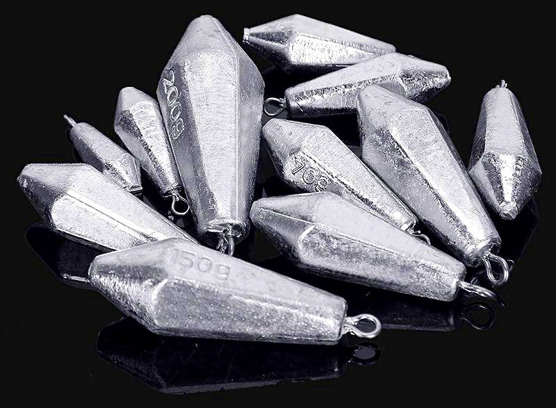 Hexagonal Lead Sinker, Stainless Ring, 0.7–7.1 oz (20–200 g) – product photo