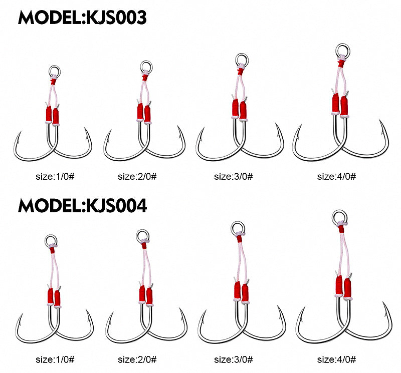 Double Assist Hooks for Slow Pitch & Jigging, 1/0–4/0 – product photo