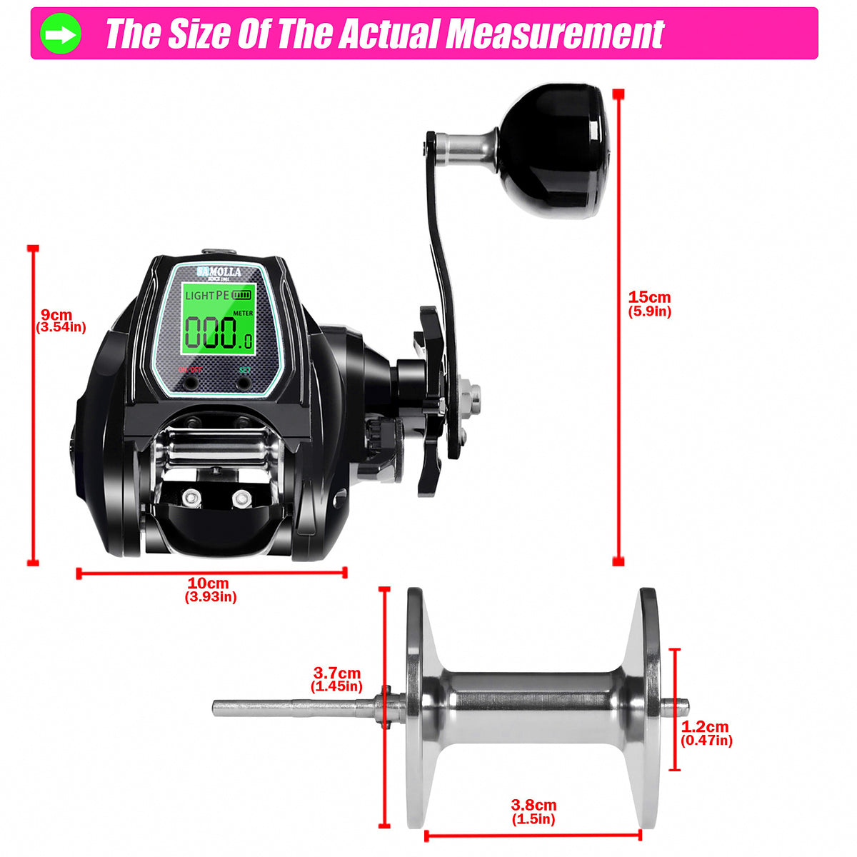 Wide Body Digital Baitcasting Reel, Left or Right Hand – product photo