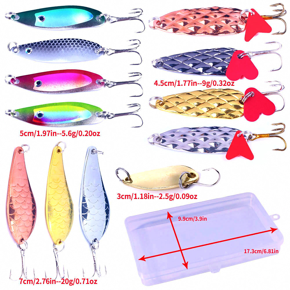 Fish Scale Metal Jig & Spoon Lure Kit, 12-Piece Set – product photo