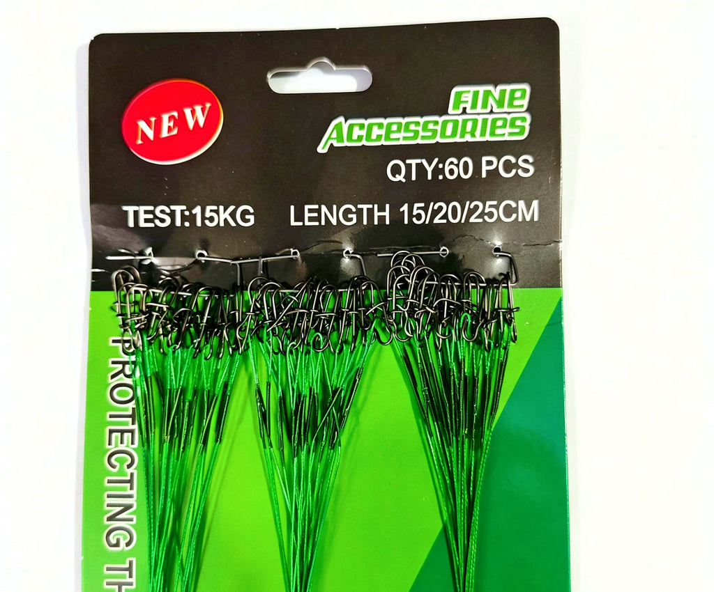 Stainless Steel Wire Leaders with Snap, 30 or 60 Pack – product photo