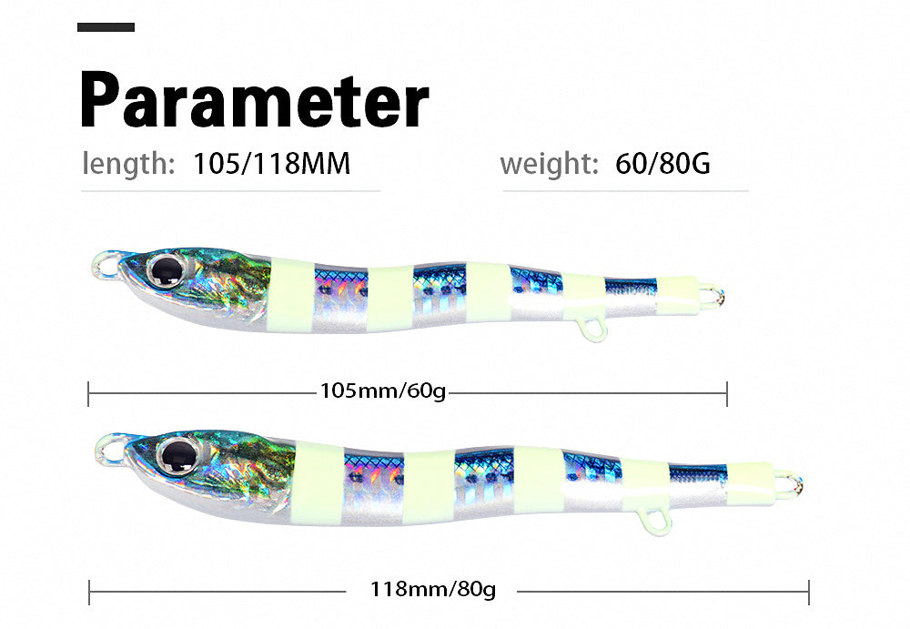 Shore Casting Metal Jig, 60 g & 80 g (2.1 & 2.8 oz) – product photo