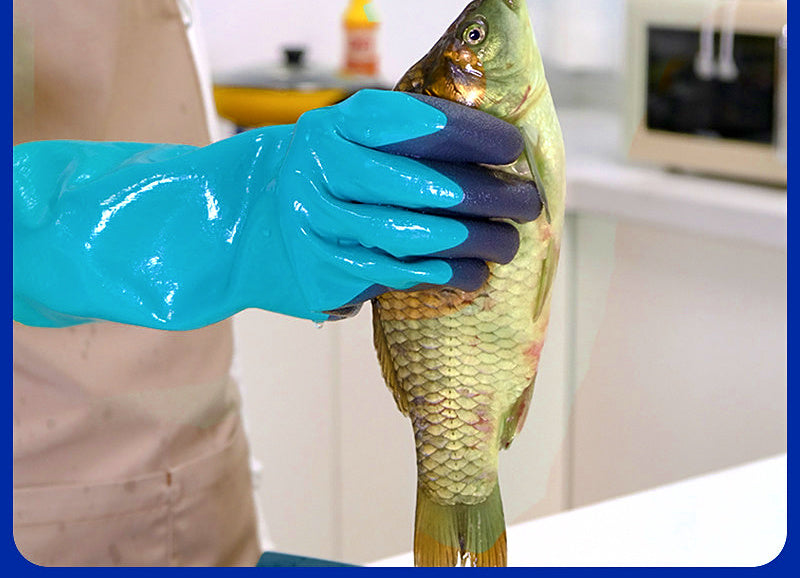 Waterproof Fish Cleaning Gloves, Extra Long Rubber, 30–35 cm – product photo
