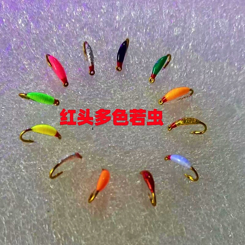 Red Head Nymph Fly Hooks, Barbed, Sizes 8–20 – product photo