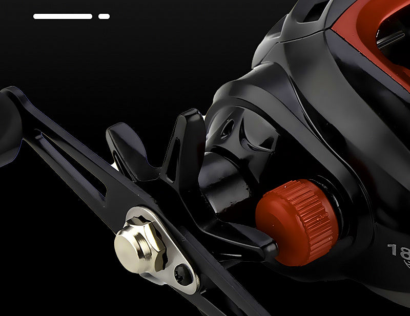Metal Baitcasting Reel, Black/Red, Left or Right Hand – product photo