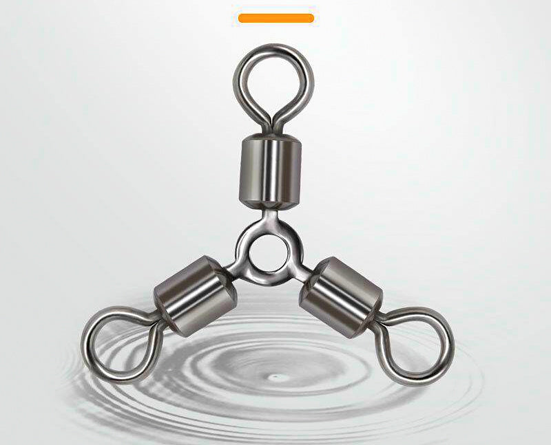 3-Way Swivel Fishing Connector, O-Ring Style, Anti-Tangle – product photo