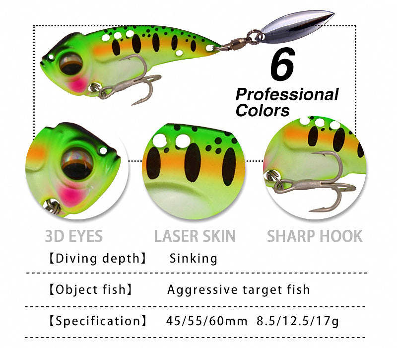VIB Blade Bait with Willow Spinner Blade, 8–17 g (0.3–0.6 oz) – product photo