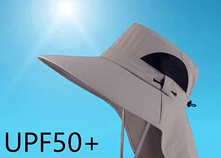 Wide Brim Fishing Bucket Hat, Sun Hat with Optional Face Mask – product photo