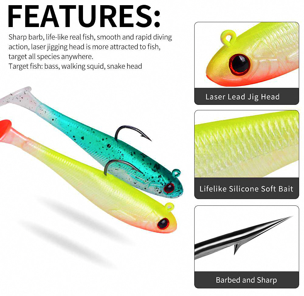 T-Tail Soft Swimbait, 5-Pack, 7–9 cm (2.8–3.5 in) – product photo