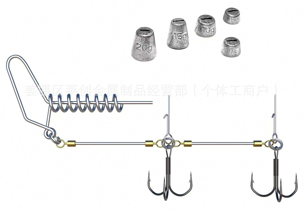 Wire Leader Treble Hook Stinger Rig with Weights, Size 1 – product photo