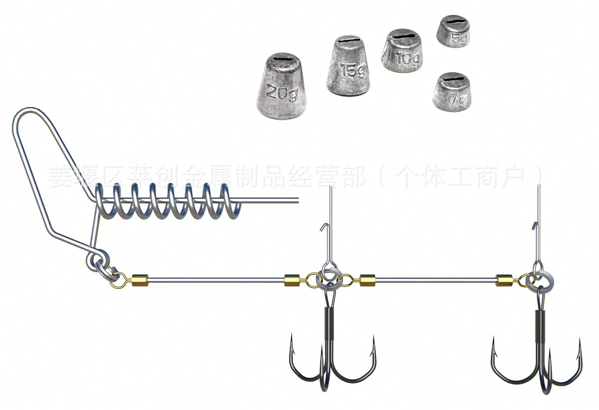 Wire Leader Treble Hook Stinger Rig with Weights, Size 1 – product photo