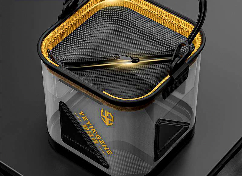 Collapsible Clear Live Bait Bucket with Zip Lid, 8-13 L – product photo