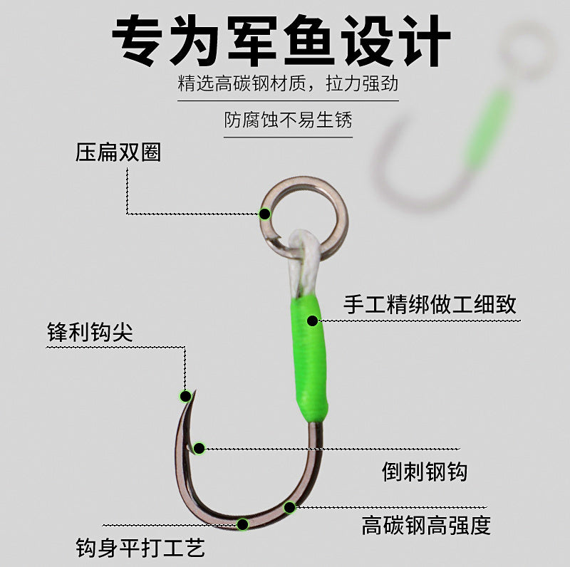 Barbed Single Hooks for Spoons & Jigs, Sizes 6–16, 10 Pack – product photo