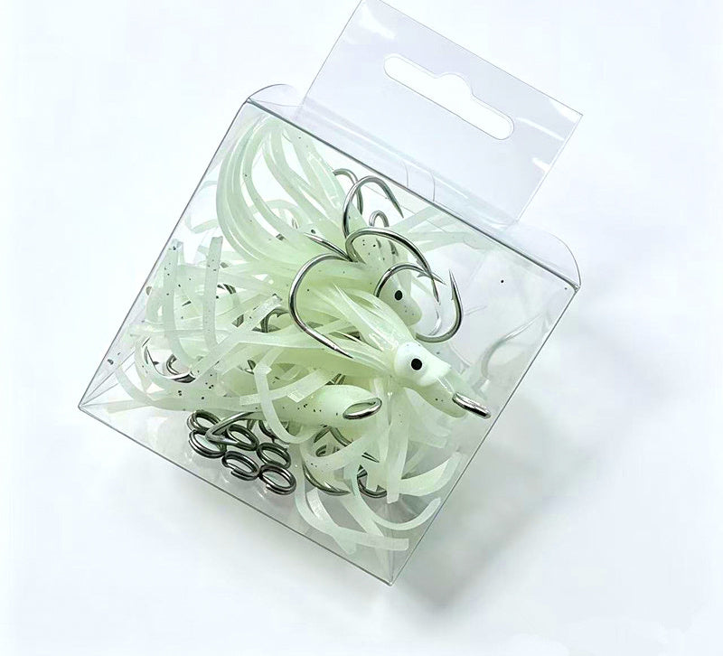 Glow Squid Jig Hooks, 4-Prong Barbed, Size 17, 10-Pack – product photo