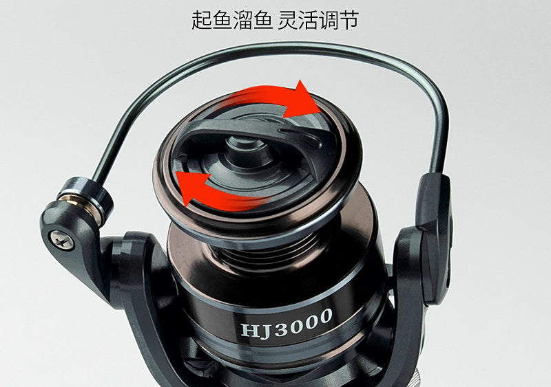HJ Metal Spinning Reel, Gunmetal Black, Sizes 500-7000 – product photo