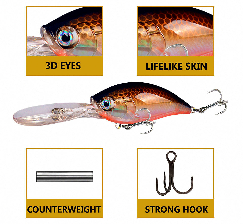Deep Diving Hard Bait Lure, 70 mm (2.8 in) 22 g (0.78 oz) – product photo