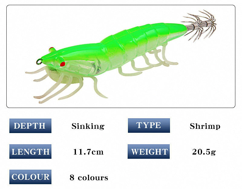 Wooden Shrimp Squid Jig, 11.7 cm (4.6 in), 20.5 g (0.72 oz) – product photo