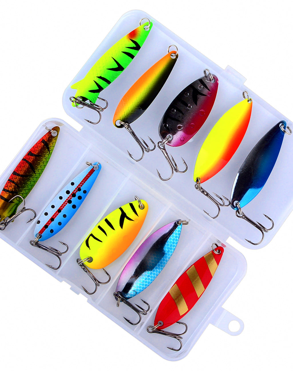 Metallic Sequin Spoon Lure Set, Treble Hooks, Multicolor – product photo