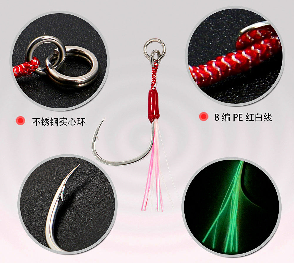Black Single Hooks for Metal Jigs, 2-Pack, Size #2 to 4/0 – product photo