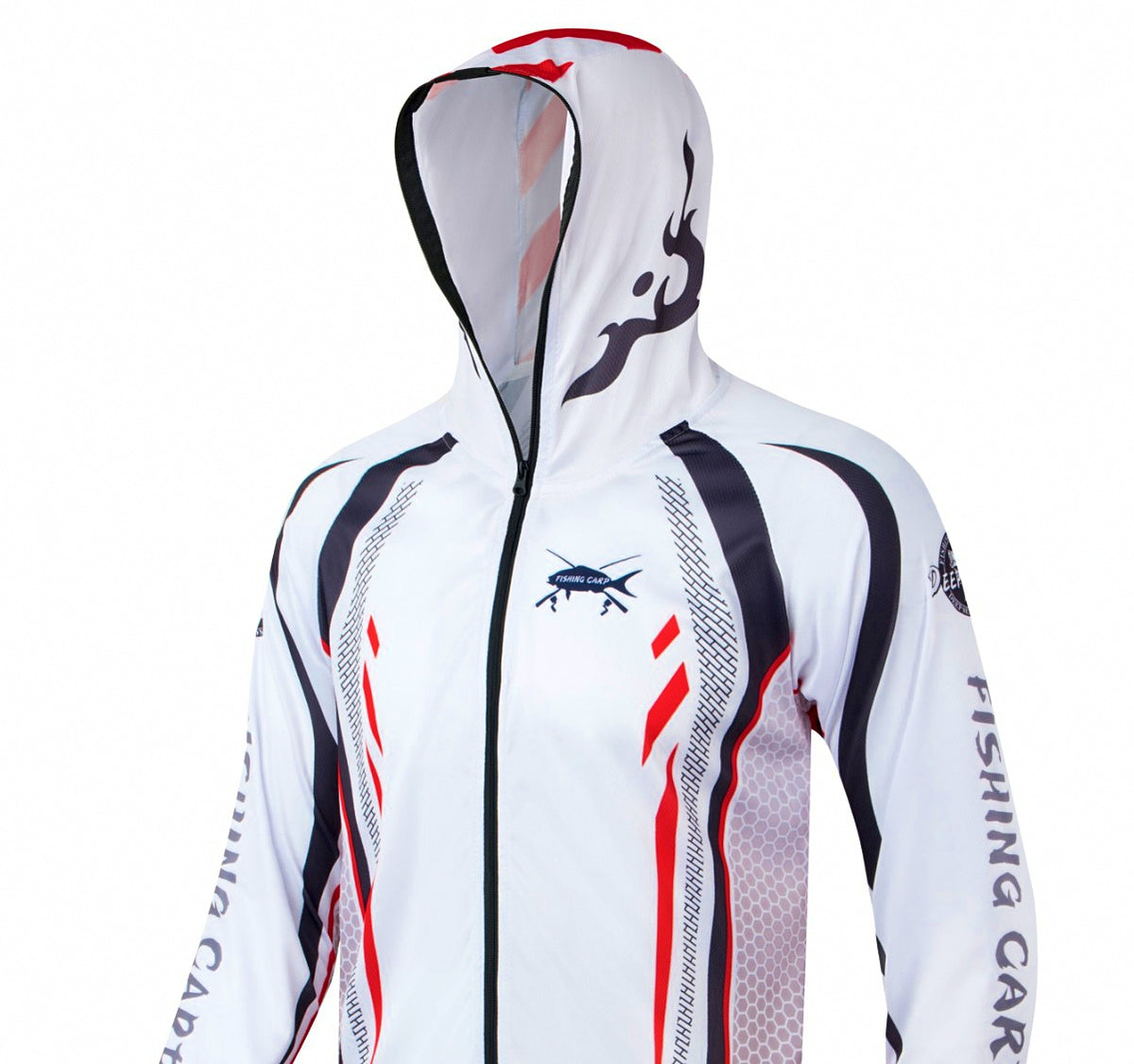 Men's Quick-Dry Fishing Sun Shirt, Mesh, Zip Pockets, White – product photo
