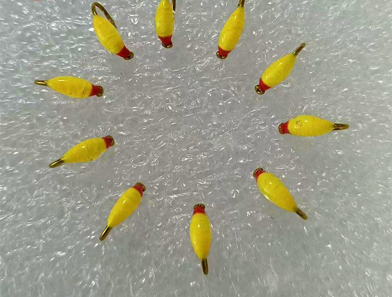 Red Head Yellow Nymph Flies, Barbed Hooks, Size 10–20 – product photo