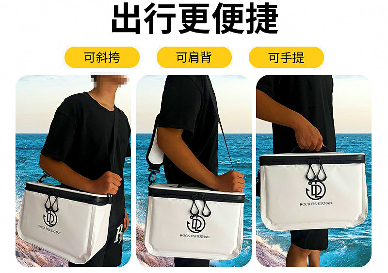 10 L Soft Cooler Bag, Crossbody Fish Bag, White – product photo