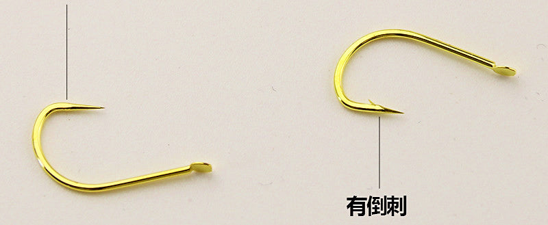 Gold Fine-Wire Bait Hooks, Barbed or Barbless, Size 1–13 – product photo