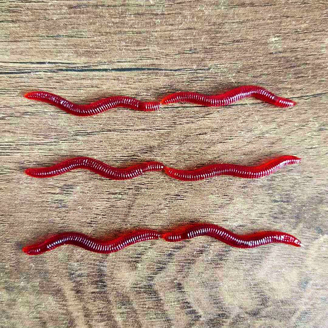 Red Earthworm Soft Bait, 50 or 100 Pack