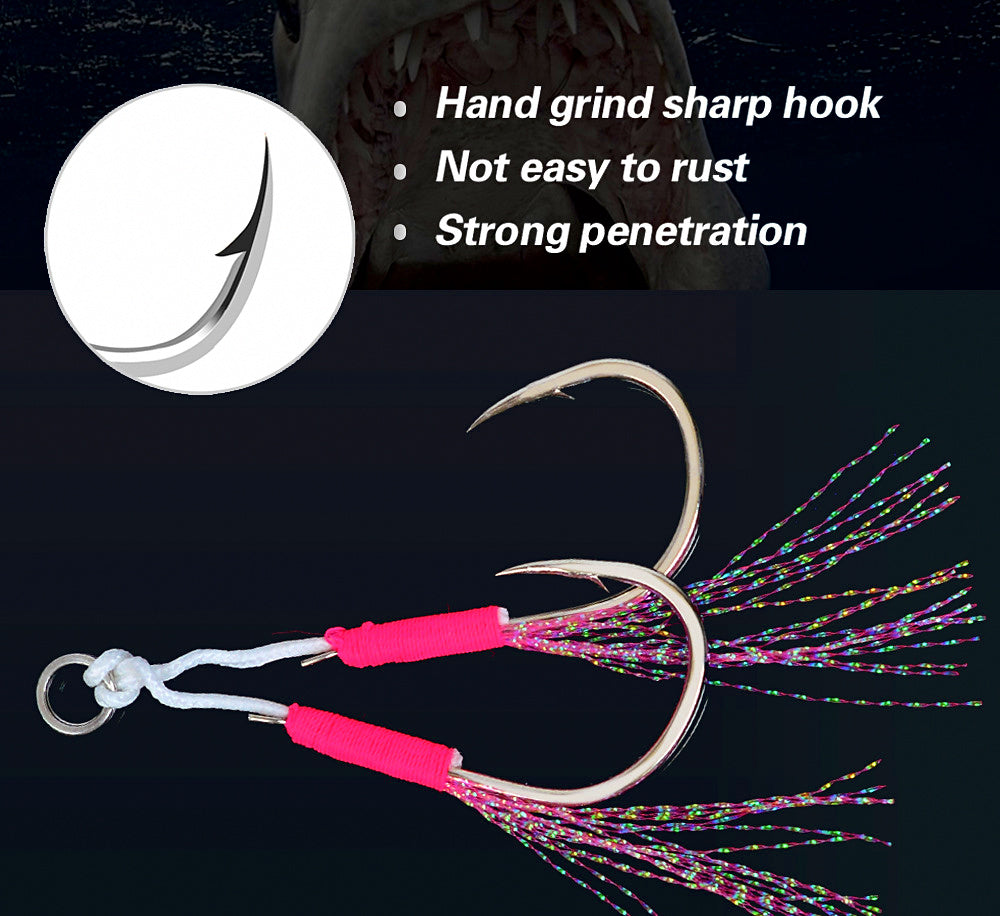 Slow Pitch Jig Assist Hooks, UV Glow Thread, 10-Pack – product photo