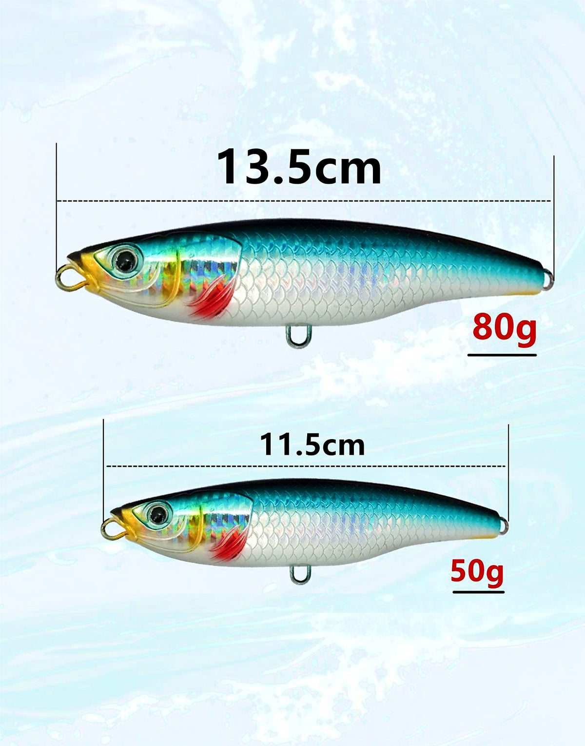 Sinking Pencil Lure, 50 g (1.8 oz) & 80 g (2.8 oz) – product photo