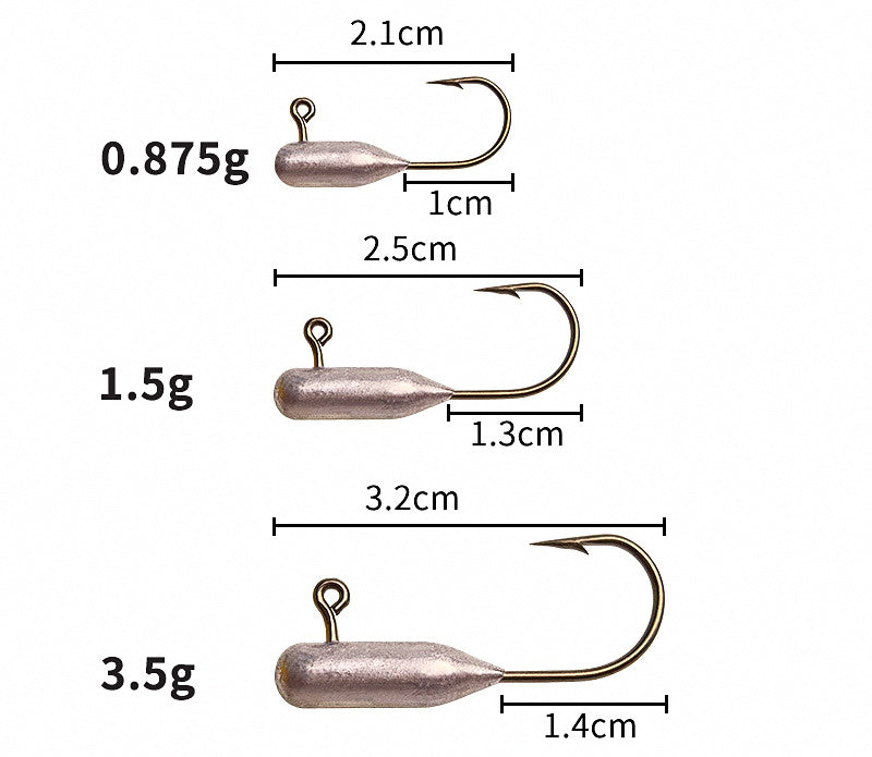 Barbed Lead Jig Head Hooks, 0.875–3.5 g (0.03–0.12 oz) – product photo