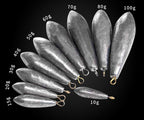 Willow Leaf Lead Sinkers, Through-Hole, 0.35–3.5 oz (10–100 g) – product photo