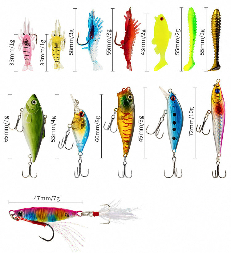 24-Piece Fishing Lure Kit, Minnow and Soft Bait Assortment – product photo