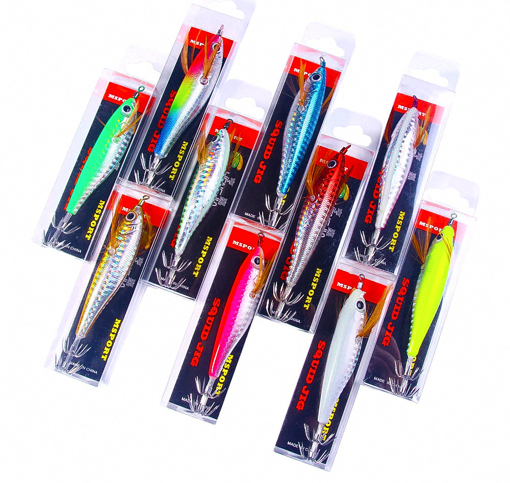 Horizontal Glow Squid Jig, Wood Shrimp Style Hard Bait – product photo