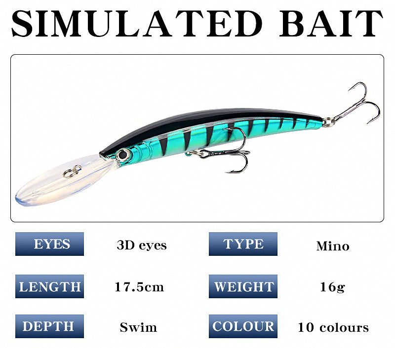 Long Lip Diving Minnow Lure, 15.3 cm (6 in) 16 g (0.56 oz) – product photo