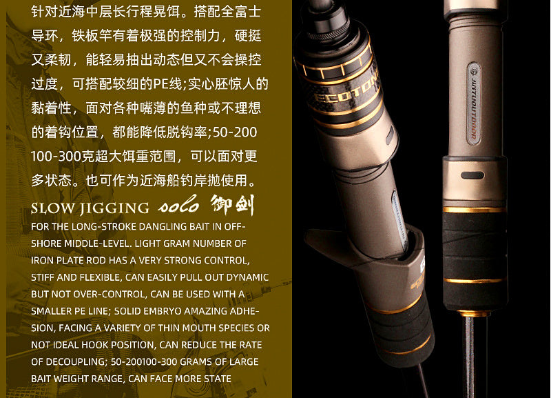 Slow Pitch Jigging Rod, Solid Carbon Boat Rod, 50–300 g – product photo