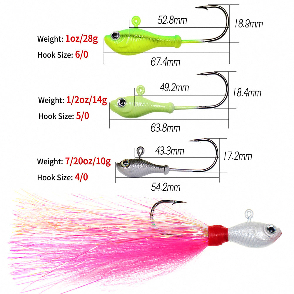 Bucktail-Style Lead Head Jig, 10–42 g (0.35–1.5 oz) – product photo