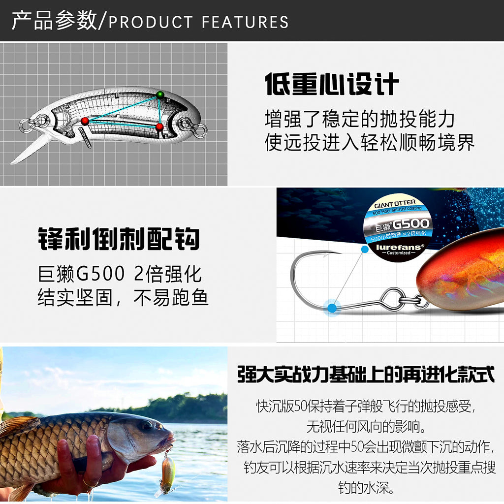 Mini Minnow Lure, Slow Sinking & Floating, 3–5 g (0.11–0.18 oz) – product photo