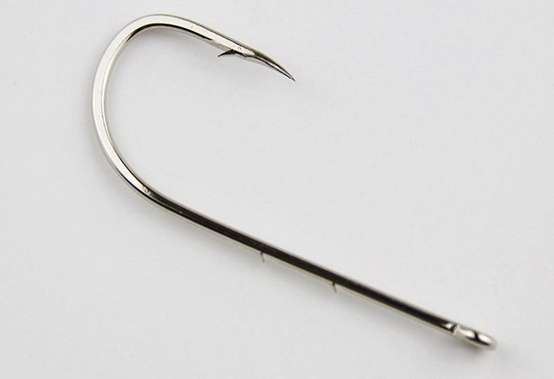 Long Shank Eyed Barbed Offset Hooks, High Carbon Steel – product photo