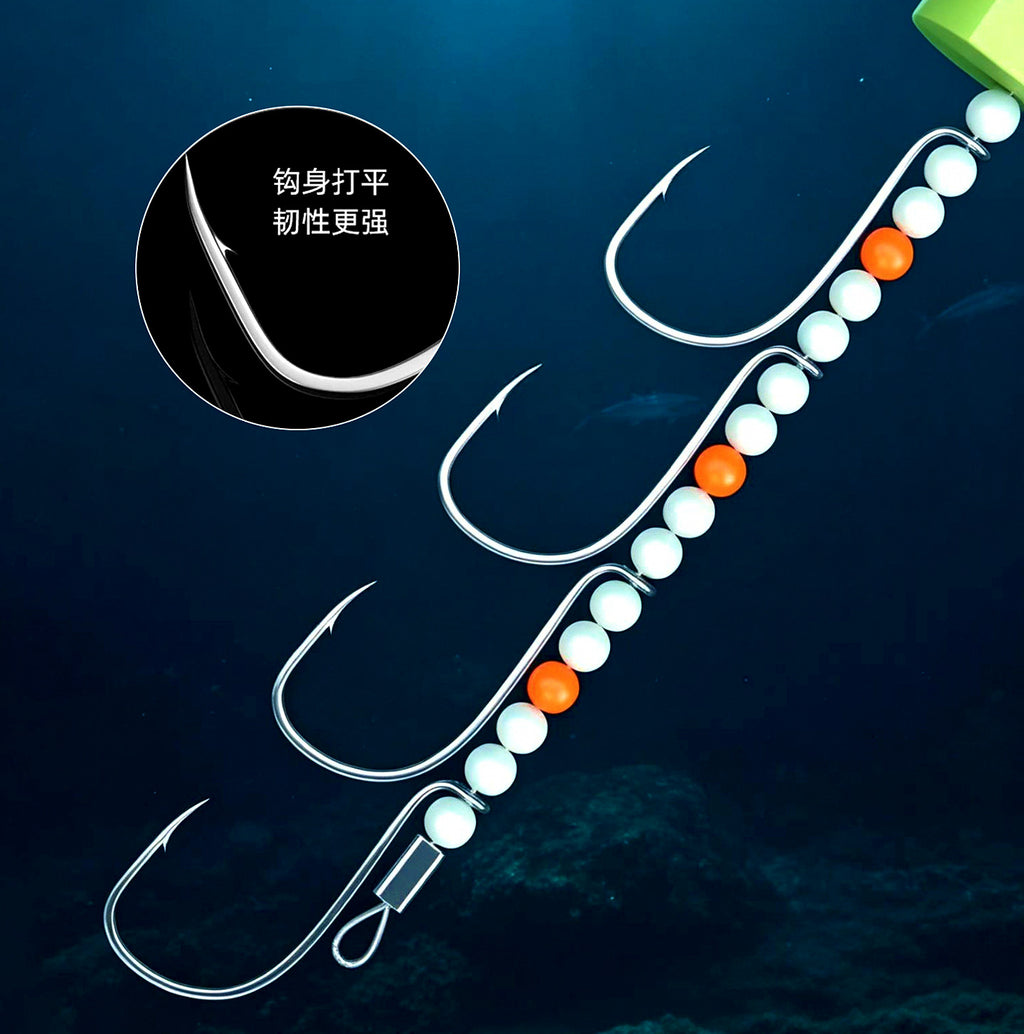Luminous Cutlassfish (Hairtail) Rig, Squid Head Hooks – product photo