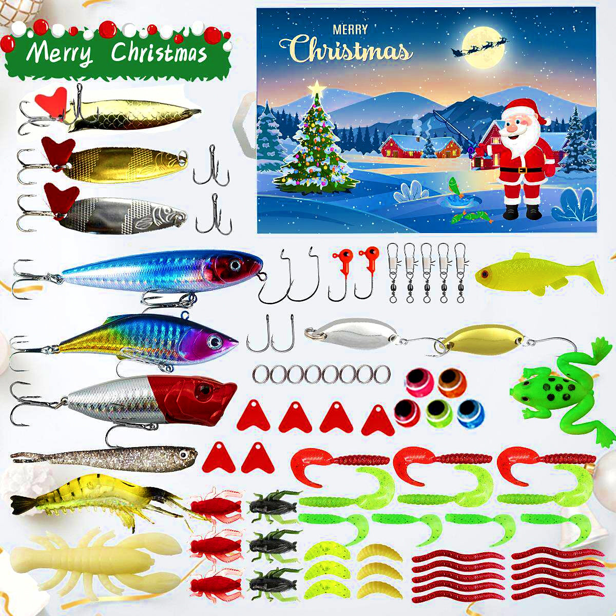 Christmas Advent Calendar Fishing Lure Set, Mixed Lures – product photo