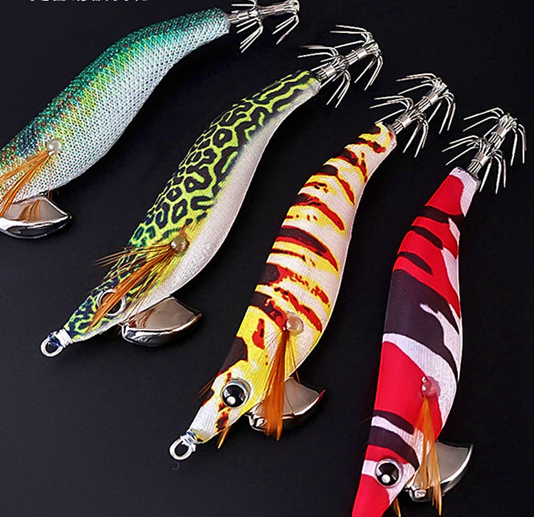 Weighted Wood Shrimp Squid Jig, 9 cm 7 g (0.25 oz), Glow – product photo