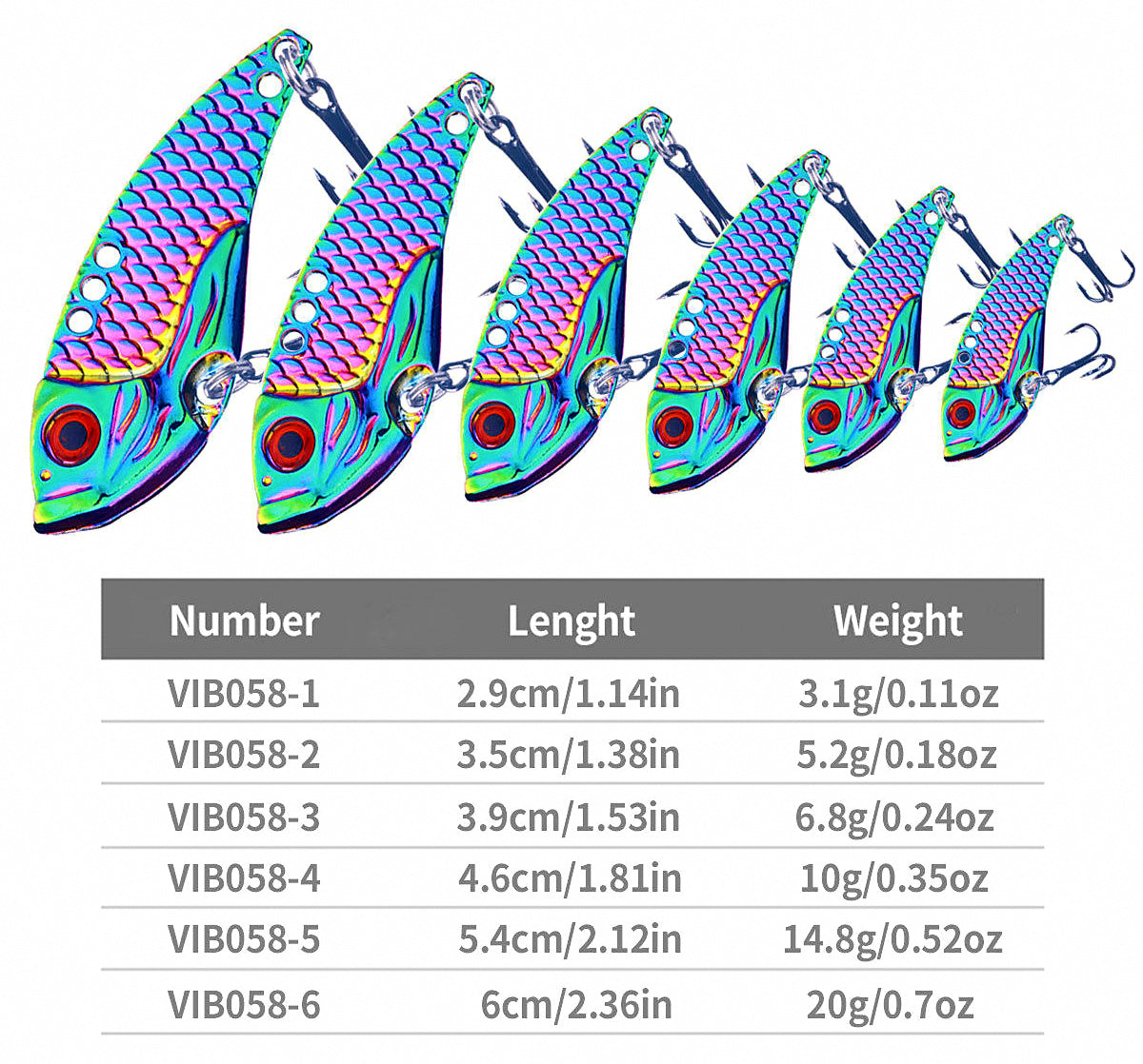 Metal VIB Blade Bait, 3–20 g (0.1–0.7 oz) – product photo
