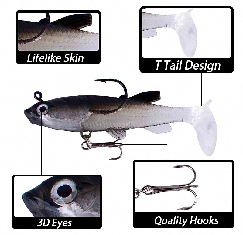 Jig Head T-Tail Soft Swimbait, 7.5 cm (3 in), 13.5 g (0.5 oz) – product photo