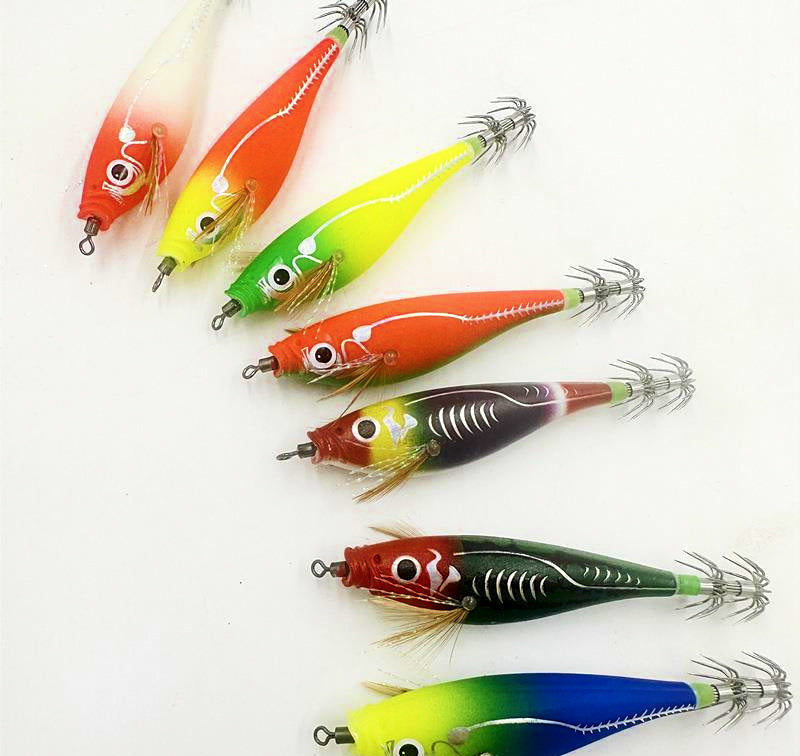 Egi Wooden Squid Jig with Rattle, 8.5 & 9.5 cm (3.3 & 3.7 in) – product photo