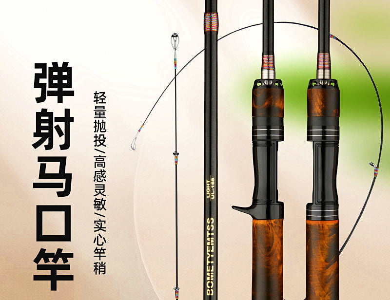 Ultralight Lure Rod, Soft Action, 2-Piece Wood Handle, 1.5–1.98 m – product photo