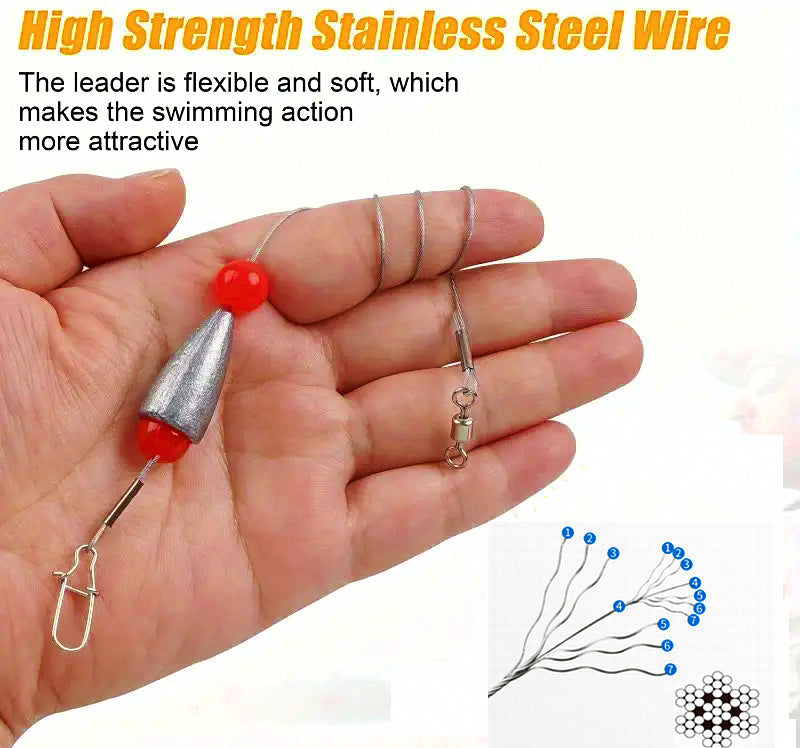 Wire Leader with Bullet Sinker, 49-Strand Stainless, 30-60 lb – product photo